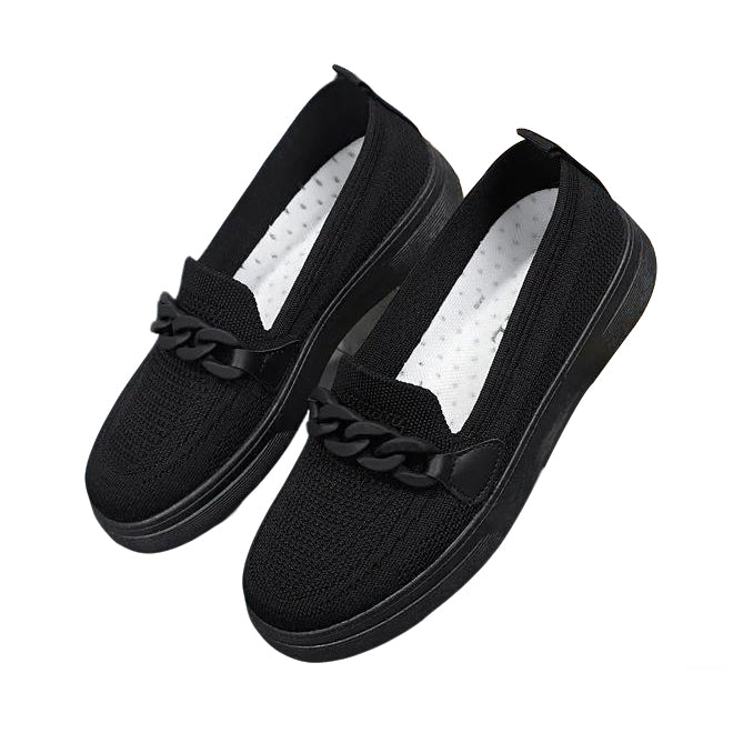 Xrh Wholesale Whenzhou Factory Spring Rounds Injection White Flats Shoes Knit Custom Knit Slip on Walking Style Shoes for Women