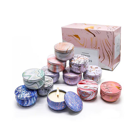 Wholesale 2.5 oz Metal Tins Jar Candle Luxury Gift Set Aroma Soy Wax Scented Candles