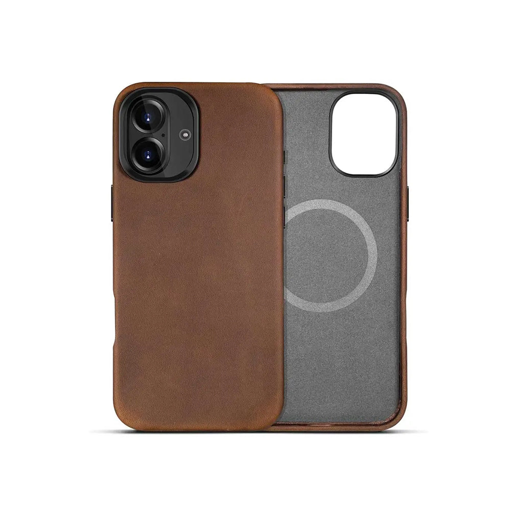 Custom Vintage Mobile Phone Cover Luxury Magnetic Genuine Leather Phone Case for iPhone 16 Series