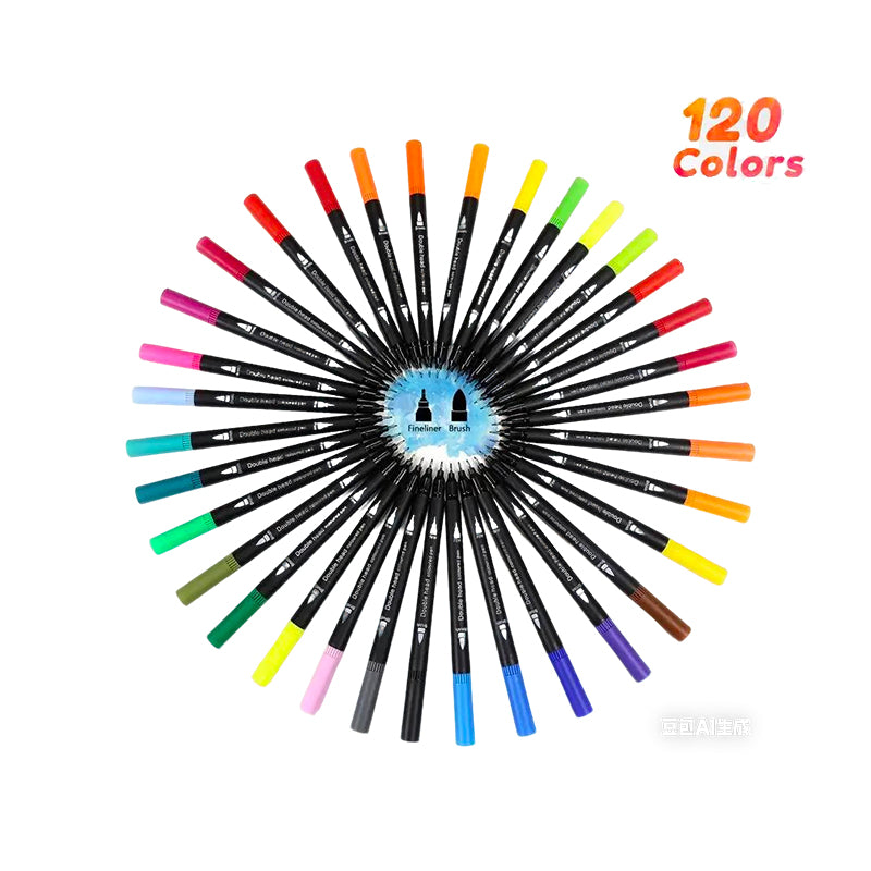 School Supplies Watercolor Brush Pen Custom 12-120 Colors Dual Tip Pen Set Colored Art Marker Fineliner Colored Pen