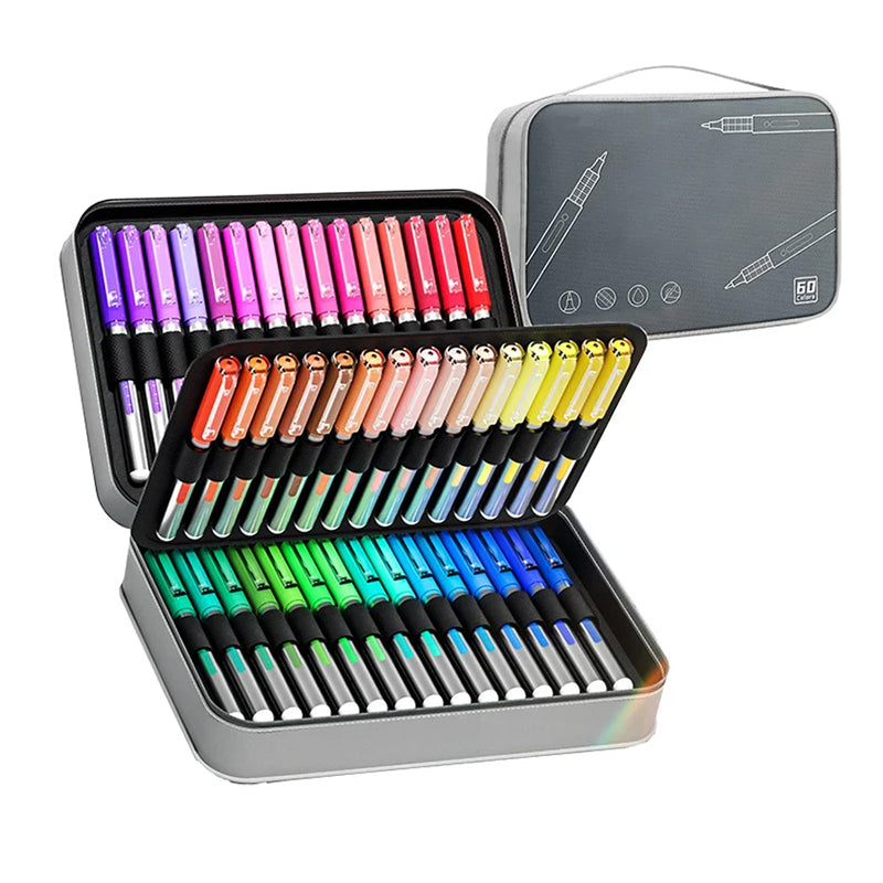 24/36/48/60/80/120 Colors Straight Liquid Soft Tip Acrylic Marker Set Colorfast Student Art Marker Pens